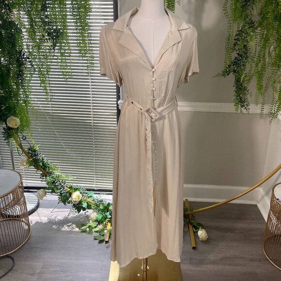 WeWoreWhat | Camp Collar Shirt Dress in Creme Brulee - Picture 1 of 7